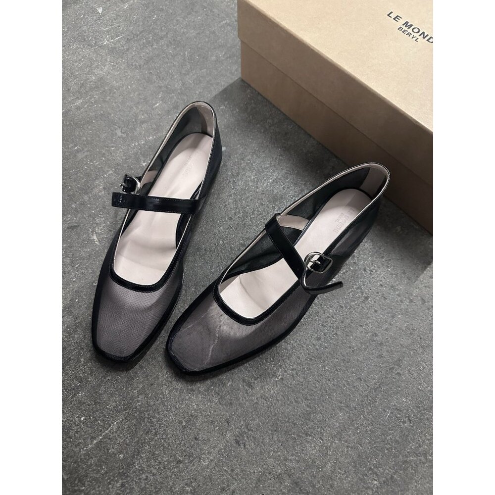 LE MONDE BERYL Mary Jane Mesh Flats Black